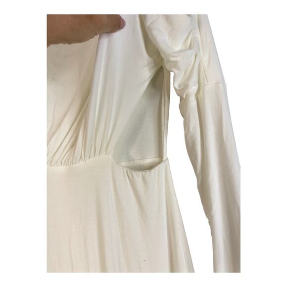 The Line by K Pascal Maxi Dress Ruched Long Sleeve Cut Out Evening Ivory Size S - Picture 7 of 13